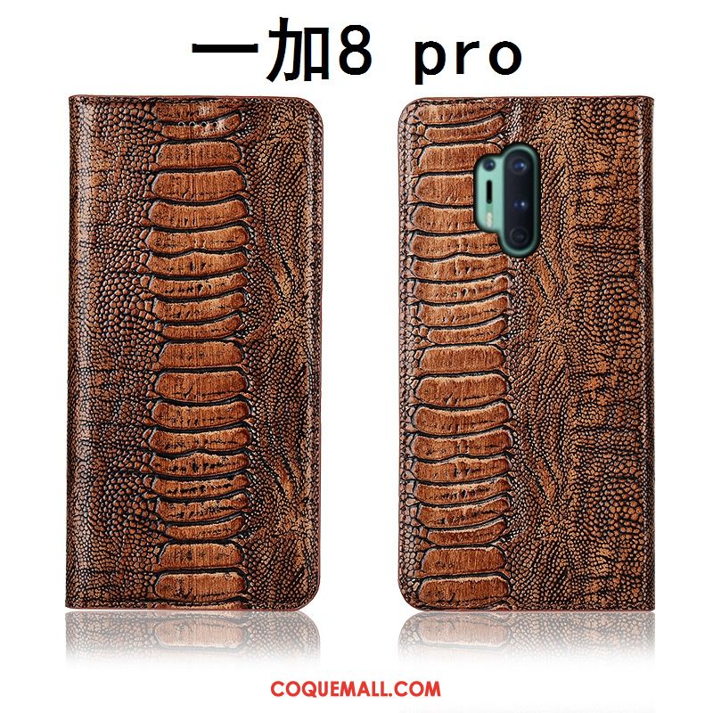 Étui Oneplus 8 Pro Cuir Véritable Incassable Téléphone Portable, Coque Oneplus 8 Pro Silicone Clamshell Braun