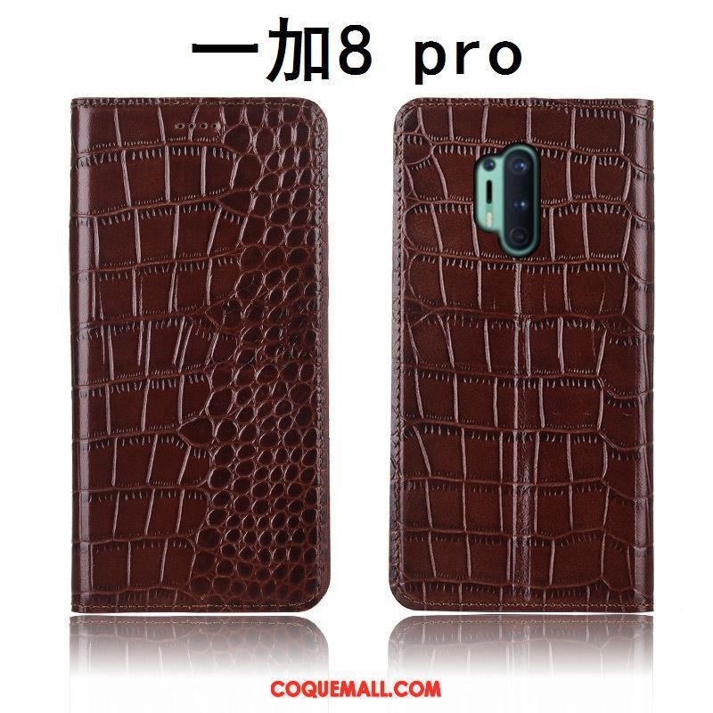 Étui Oneplus 8 Pro En Cuir Crocodile Incassable, Coque Oneplus 8 Pro Nouveau Cuir Véritable Braun