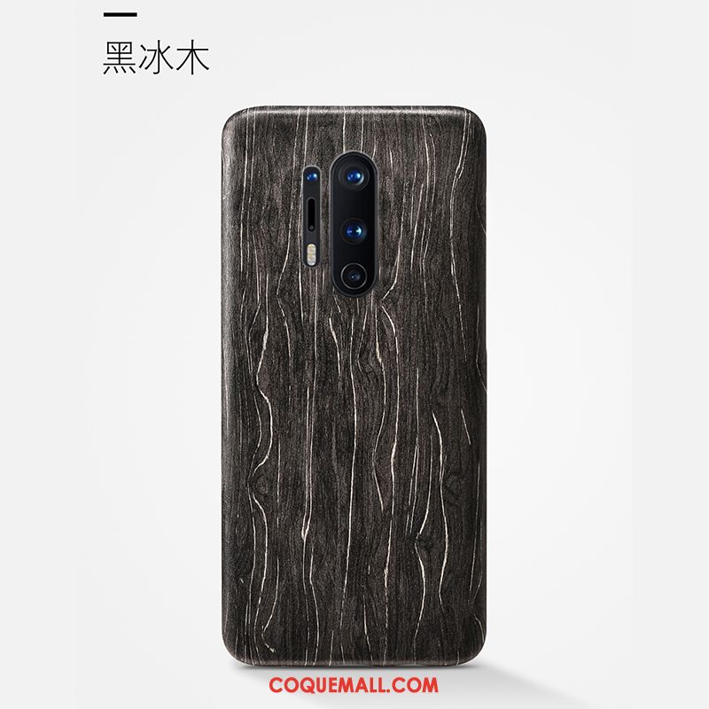 Étui Oneplus 8 Pro Incassable Noir Bois, Coque Oneplus 8 Pro En Bois Tout Compris