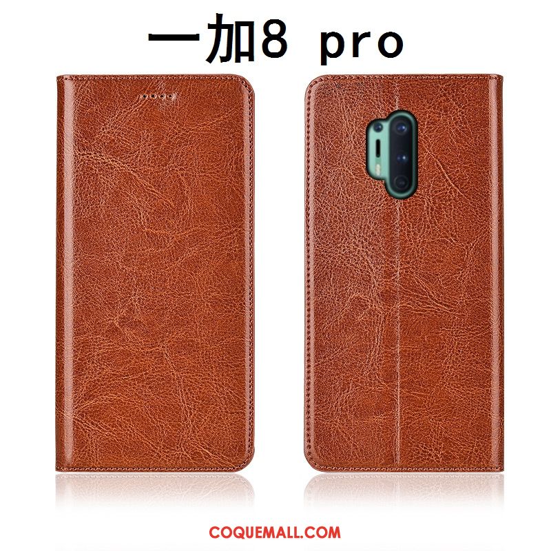 Étui Oneplus 8 Pro Modèle Fleurie Cuir Véritable Clamshell, Coque Oneplus 8 Pro Téléphone Portable Fluide Doux Braun