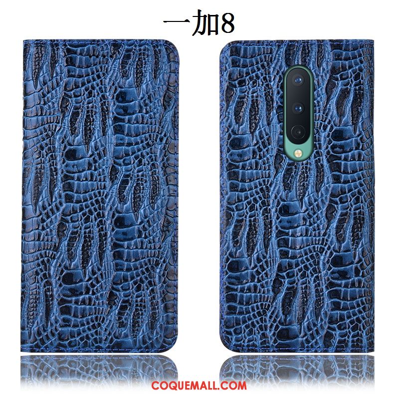 Étui Oneplus 8 Protection Bleu Tout Compris, Coque Oneplus 8 Crocodile Téléphone Portable