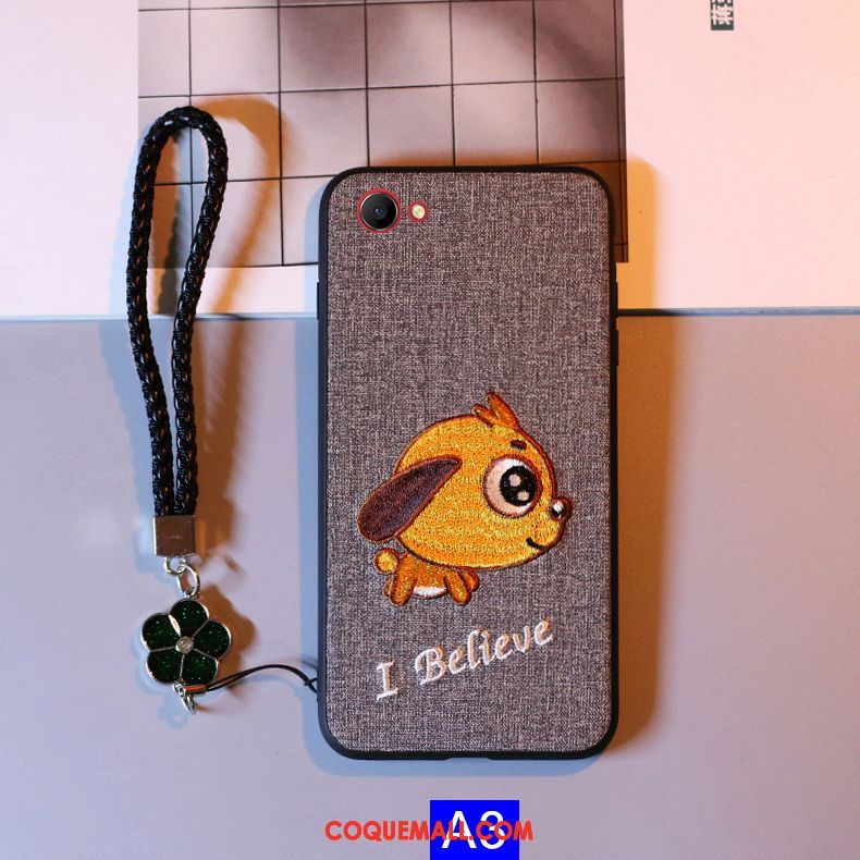 Étui Oppo A3 Dessin Animé Silicone Broderie, Coque Oppo A3 Tout Compris Téléphone Portable Braun