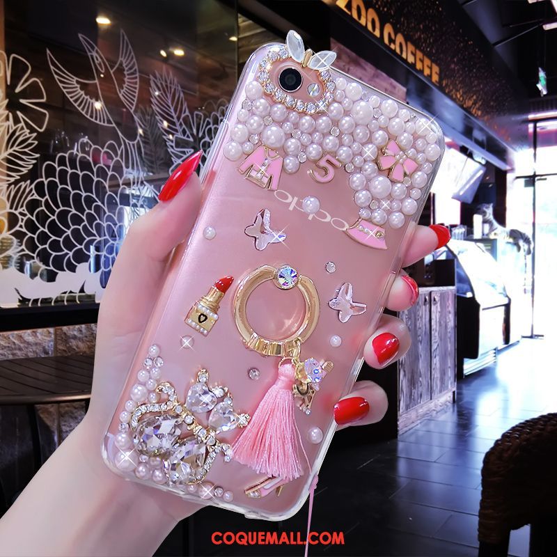 Étui Oppo A3 Rose Fluide Doux Luxe, Coque Oppo A3 Téléphone Portable Strass