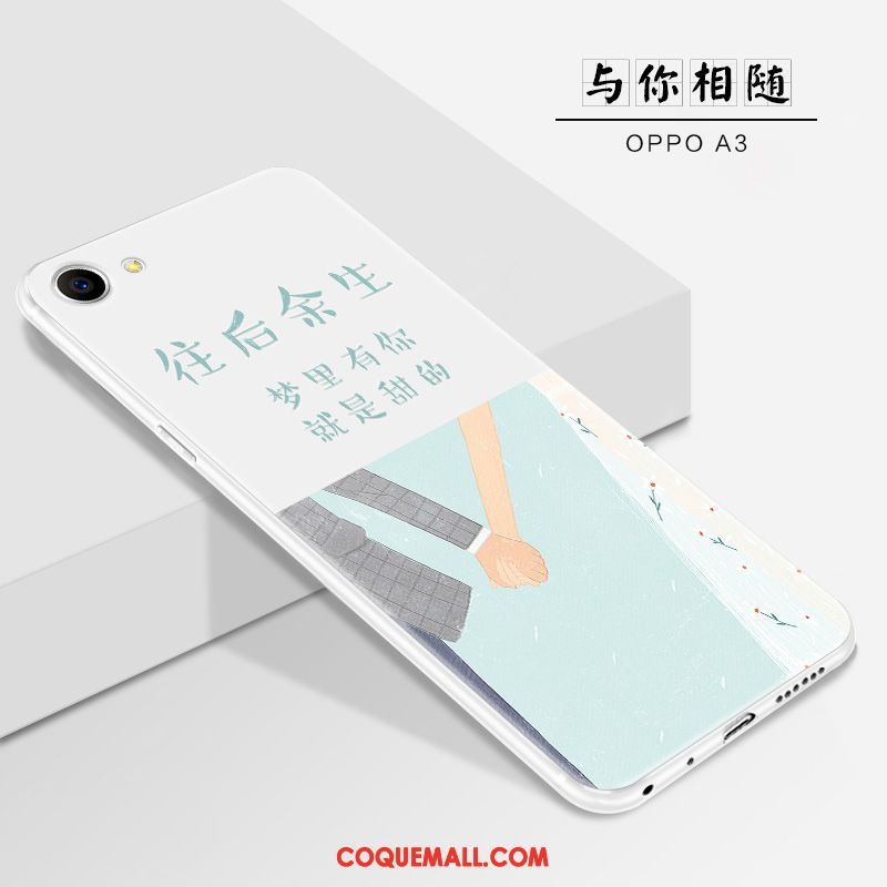 Étui Oppo A3 Silicone Blanc Dessin Animé, Coque Oppo A3 Délavé En Daim Protection