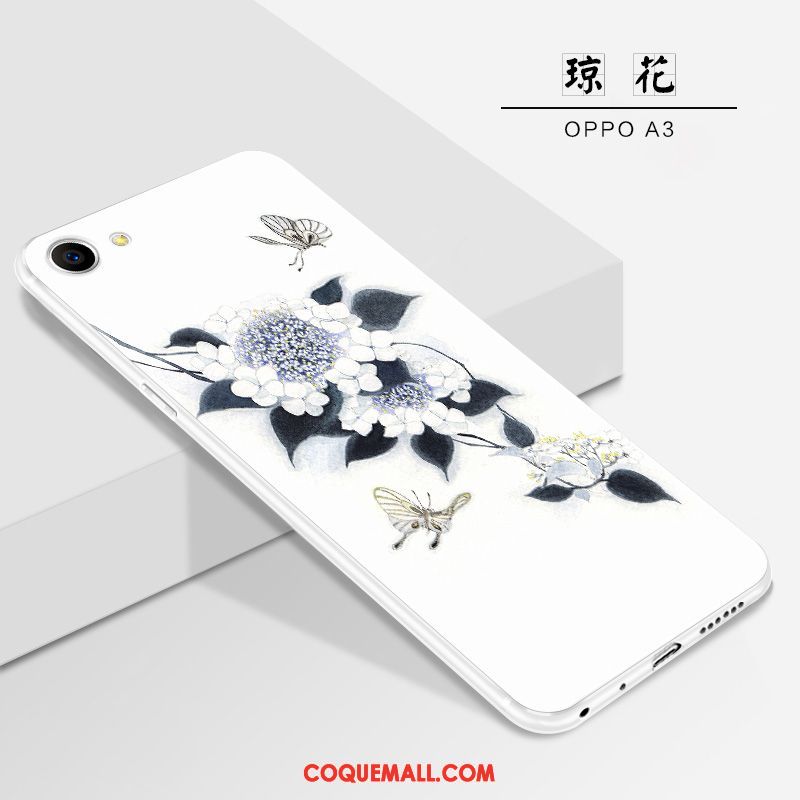 Étui Oppo A3 Silicone Blanc Dessin Animé, Coque Oppo A3 Délavé En Daim Protection