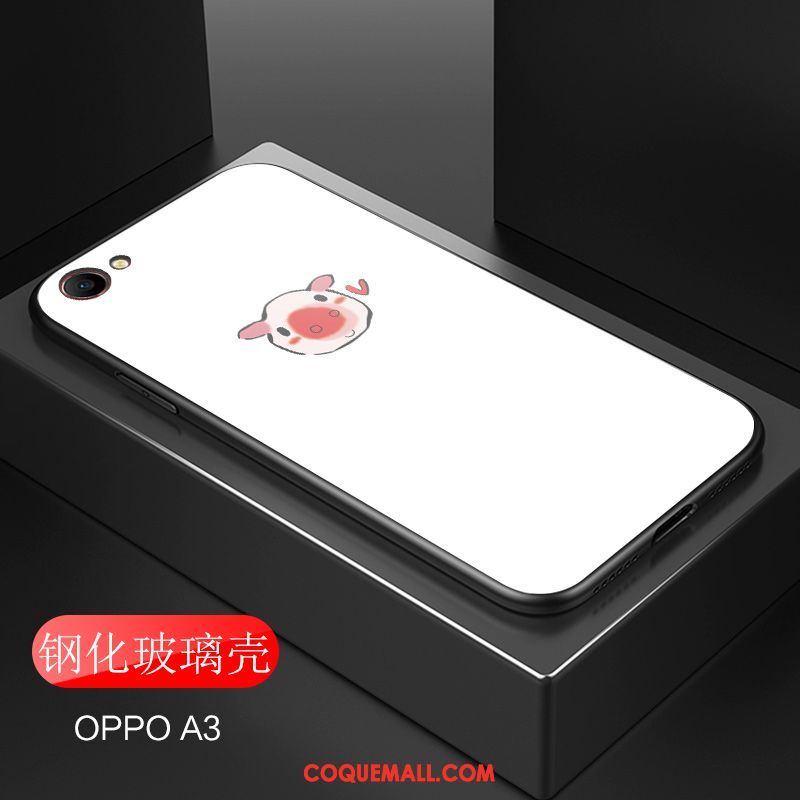 Étui Oppo A3 Verre Blanc Net Rouge, Coque Oppo A3 Rose Téléphone Portable