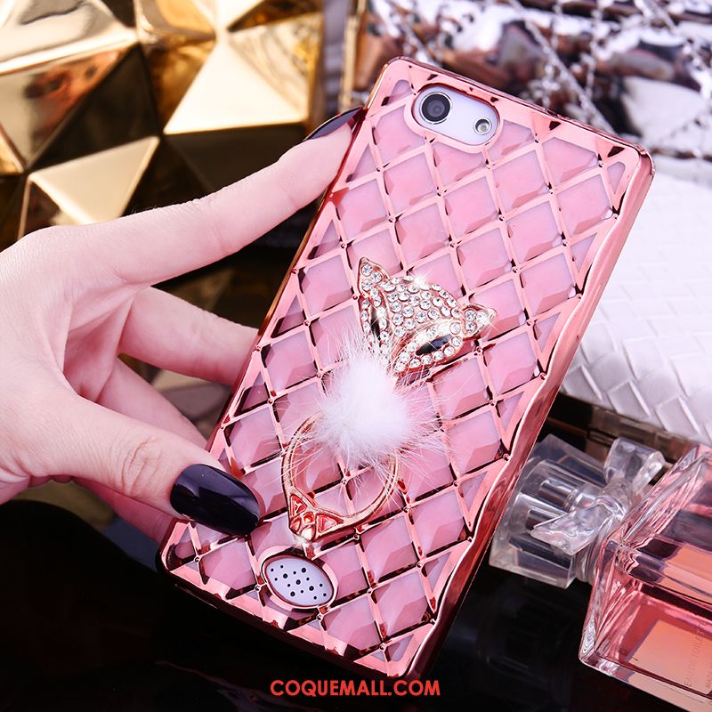 Étui Oppo A31 Mode Or Renard, Coque Oppo A31 Rose Incruster Strass