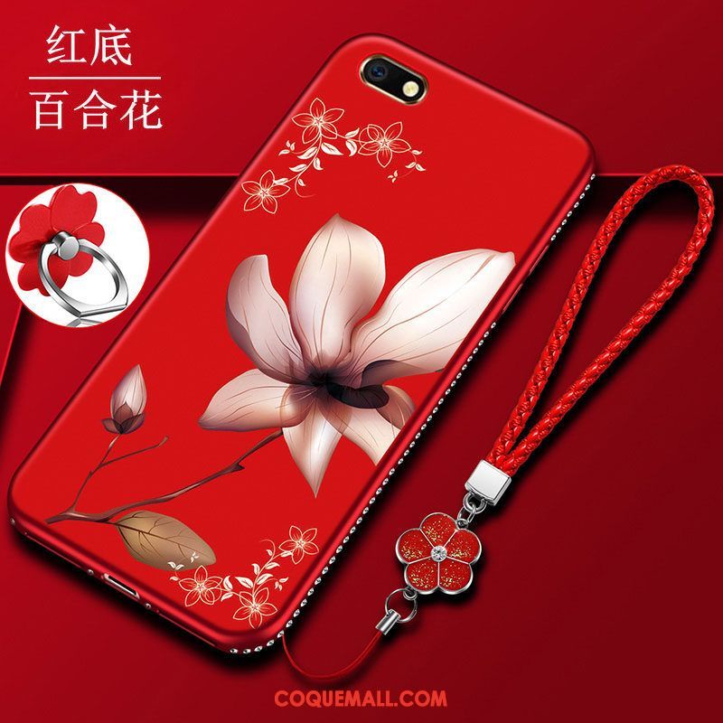 Étui Oppo A3s Fleur Délavé En Daim Incassable, Coque Oppo A3s Protection Tout Compris