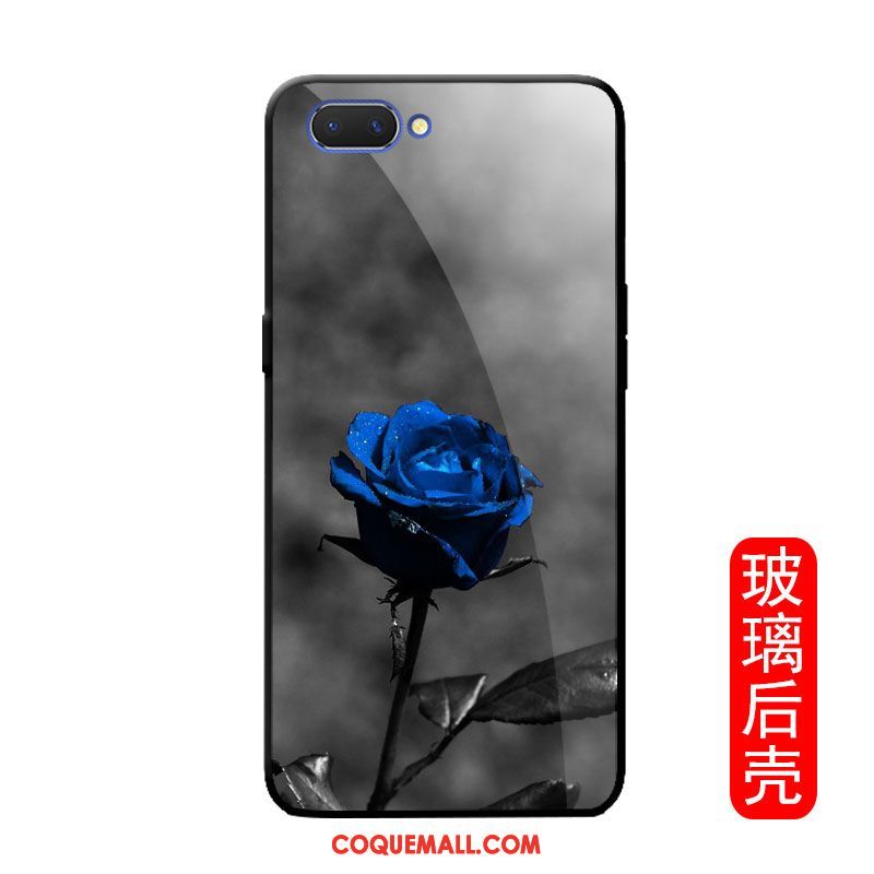 Étui Oppo A3s Fleur Téléphone Portable Verre, Coque Oppo A3s Miroir Vintage