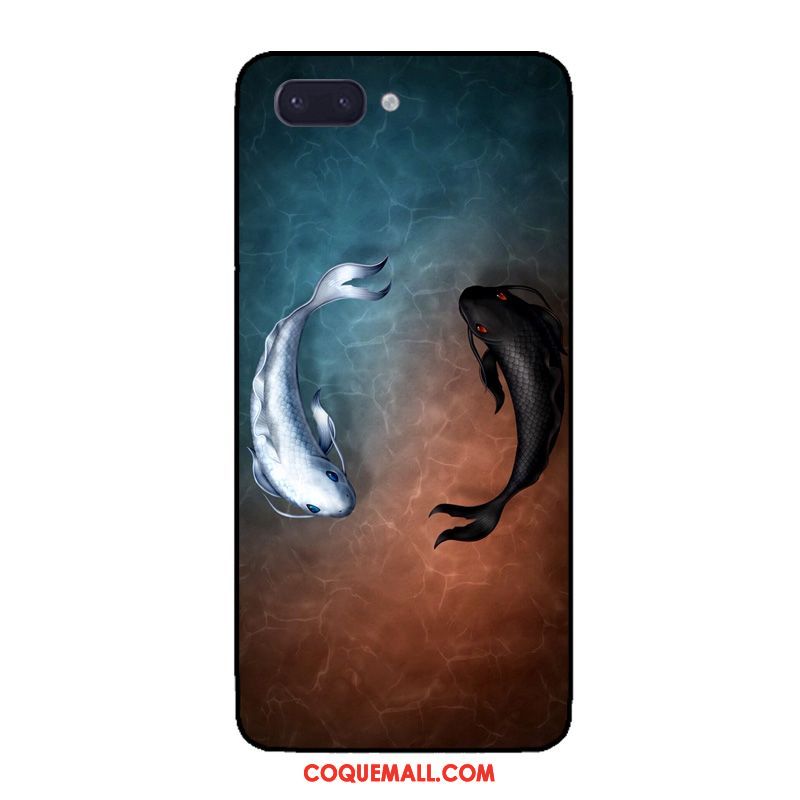 Étui Oppo A3s Fluide Doux Silicone Richesse, Coque Oppo A3s Noir Blanc