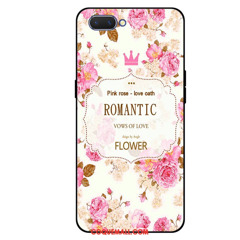 Étui Oppo A3s Frais Rose Simple, Coque Oppo A3s Incassable Silicone