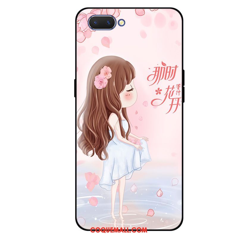 Étui Oppo A3s Frais Rose Simple, Coque Oppo A3s Incassable Silicone