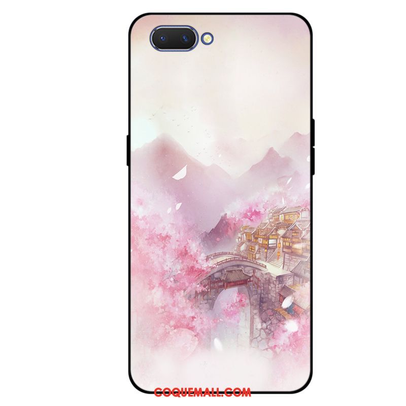 Étui Oppo A3s Frais Rose Simple, Coque Oppo A3s Incassable Silicone