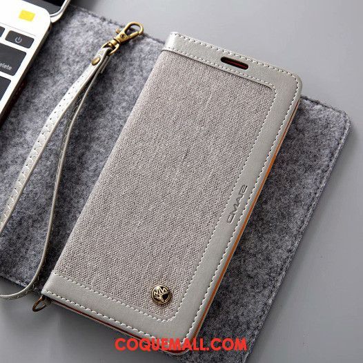 Étui Oppo A3s Gris Carte Étui En Cuir, Coque Oppo A3s Ornements Suspendus Incassable