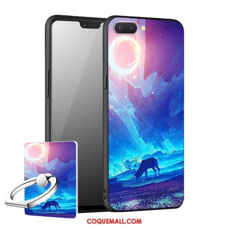 Étui Oppo A3s Incassable Protection Délavé En Daim, Coque Oppo A3s Bleu Téléphone Portable