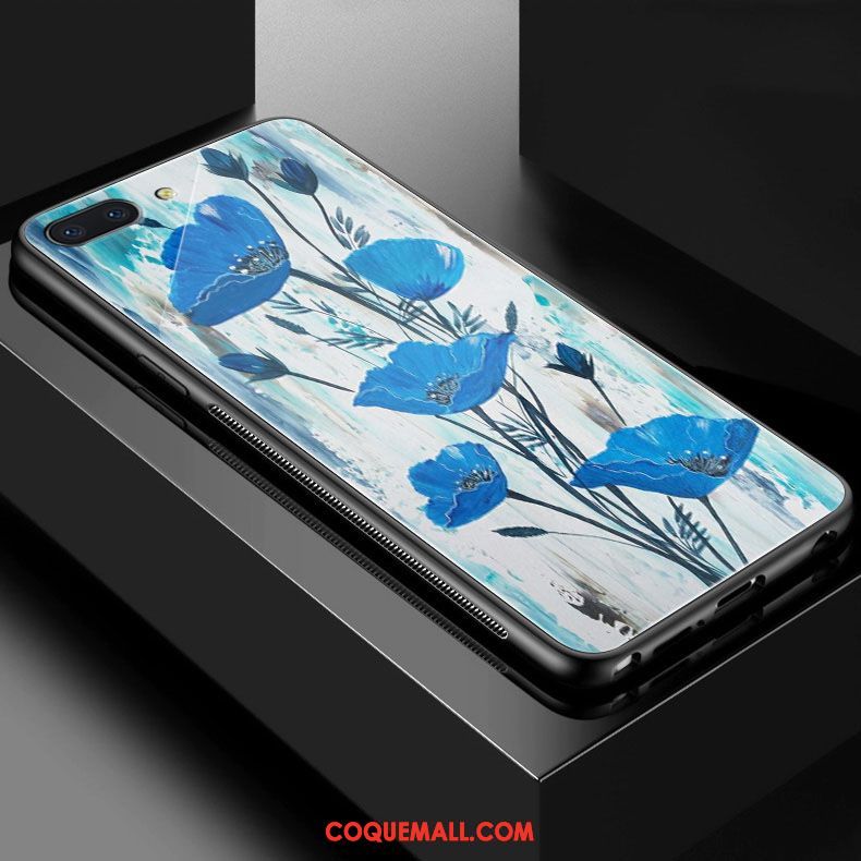 Étui Oppo A3s Marque De Tendance Bleu Vintage, Coque Oppo A3s Verre Art