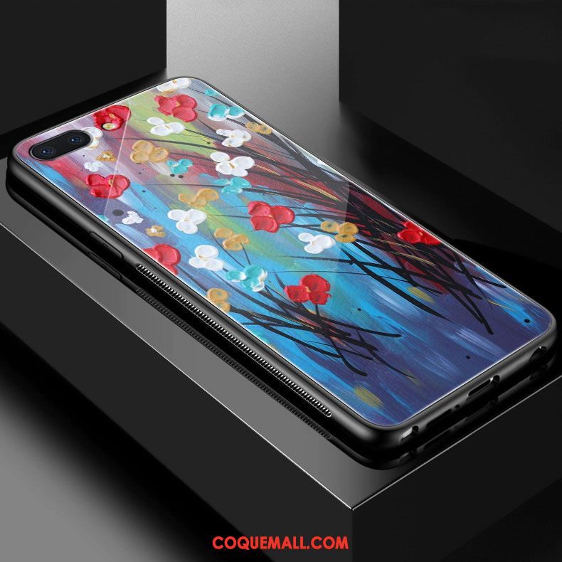 Étui Oppo A3s Marque De Tendance Bleu Vintage, Coque Oppo A3s Verre Art