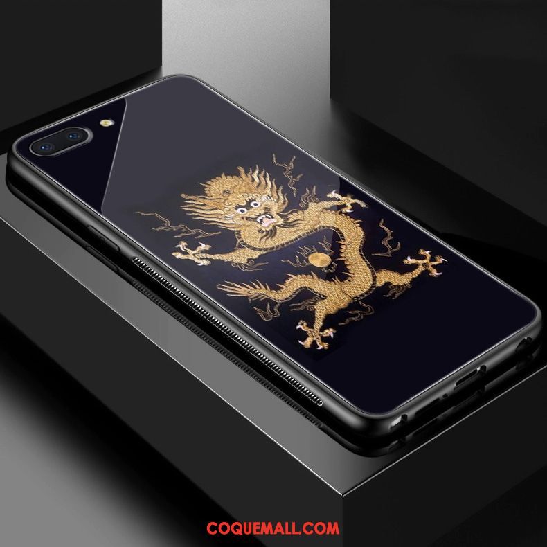 Étui Oppo A3s Noir Téléphone Portable Tendance, Coque Oppo A3s Vintage Dragon