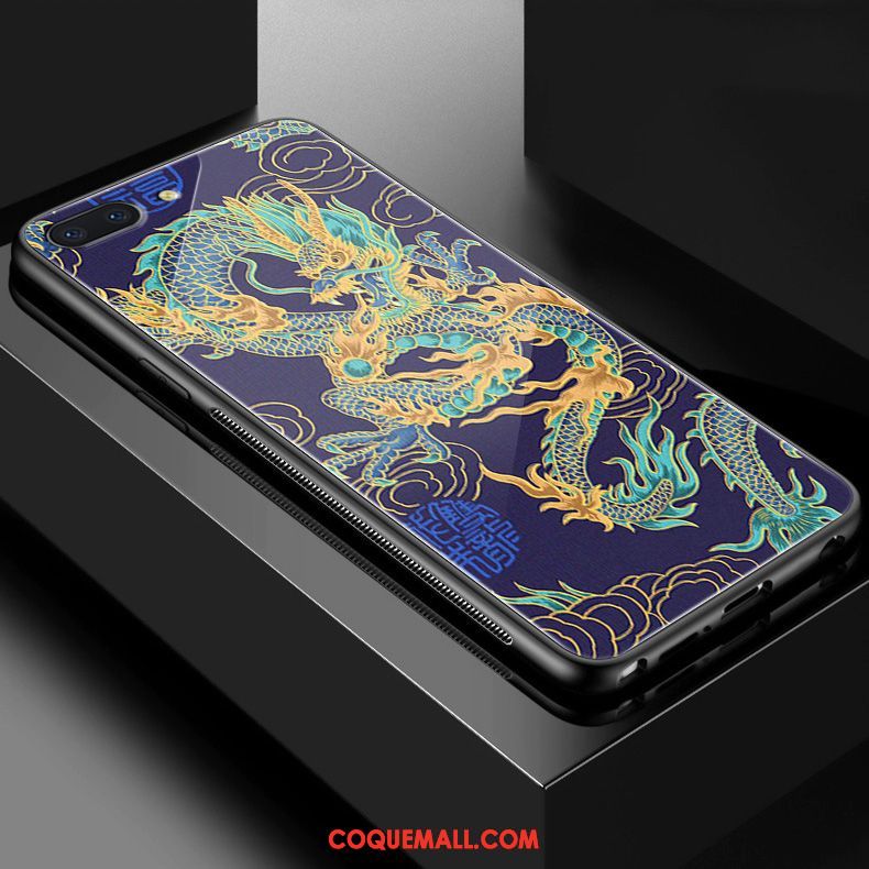 Étui Oppo A3s Noir Téléphone Portable Tendance, Coque Oppo A3s Vintage Dragon