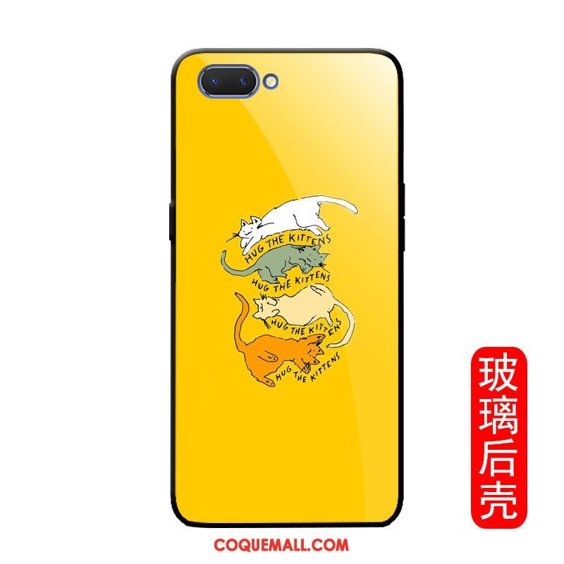 Étui Oppo A3s Personnalité Protection Miroir, Coque Oppo A3s Chat Simple