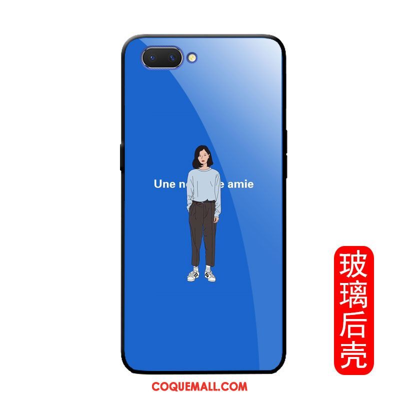 Étui Oppo A3s Protection Amoureux Tendance, Coque Oppo A3s Miroir Bleu