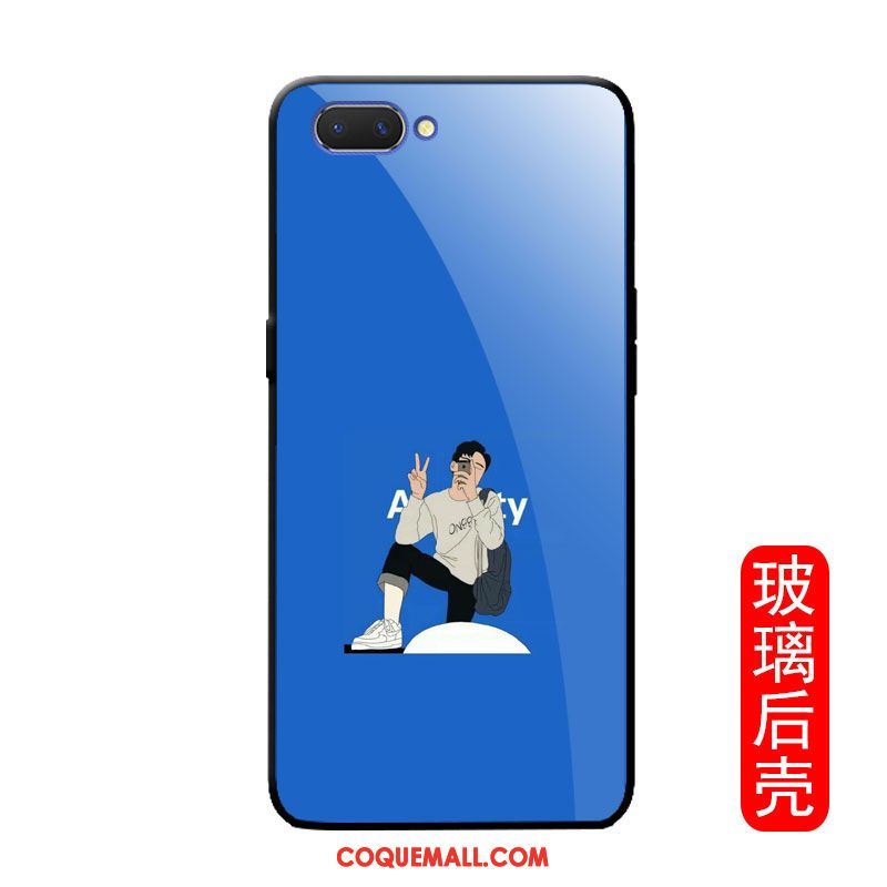 Étui Oppo A3s Protection Amoureux Tendance, Coque Oppo A3s Miroir Bleu