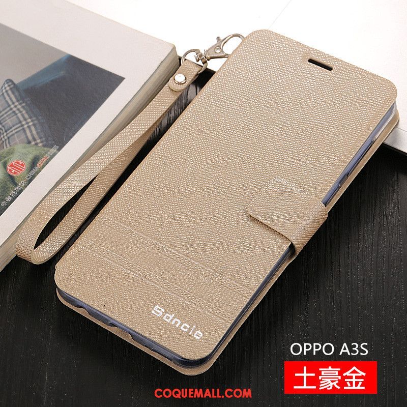 Étui Oppo A3s Protection Incassable Téléphone Portable, Coque Oppo A3s Étui En Cuir Clamshell Braun