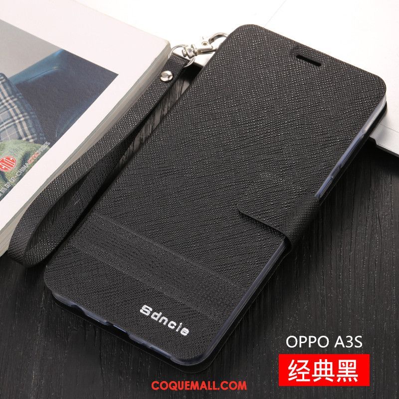 Étui Oppo A3s Protection Incassable Téléphone Portable, Coque Oppo A3s Étui En Cuir Clamshell Braun