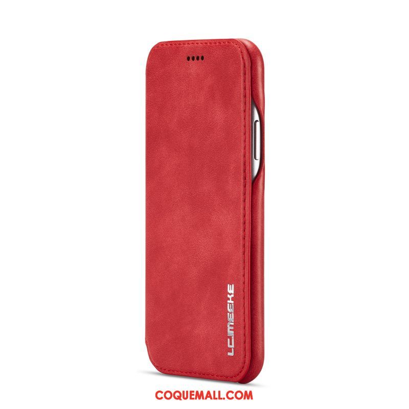 Étui Oppo A3s Protection Téléphone Portable Tout Compris, Coque Oppo A3s Étui En Cuir Rouge