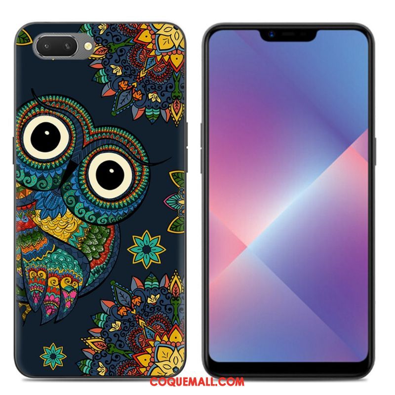 Étui Oppo A3s Silicone Noir Dessin Animé, Coque Oppo A3s Transparent Téléphone Portable