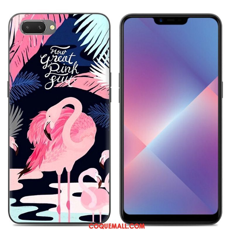 Étui Oppo A3s Silicone Noir Dessin Animé, Coque Oppo A3s Transparent Téléphone Portable