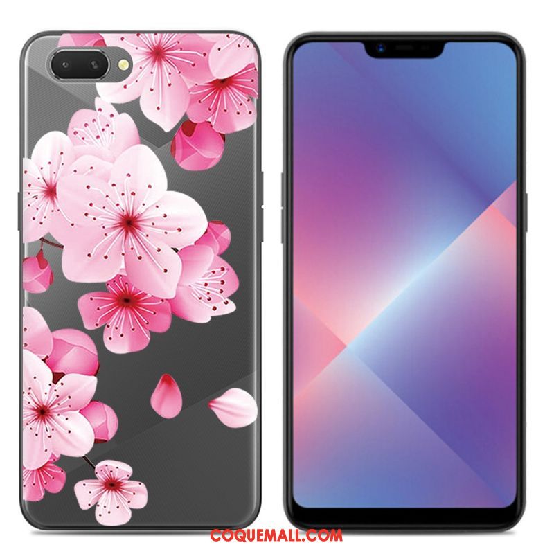 Étui Oppo A3s Silicone Noir Dessin Animé, Coque Oppo A3s Transparent Téléphone Portable