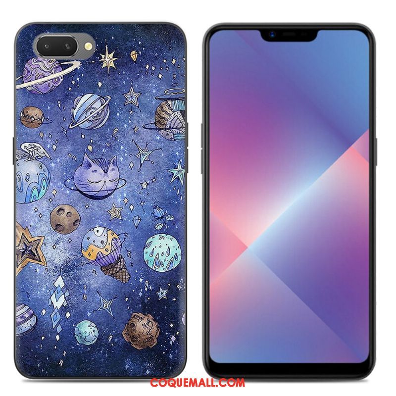 Étui Oppo A3s Silicone Noir Dessin Animé, Coque Oppo A3s Transparent Téléphone Portable