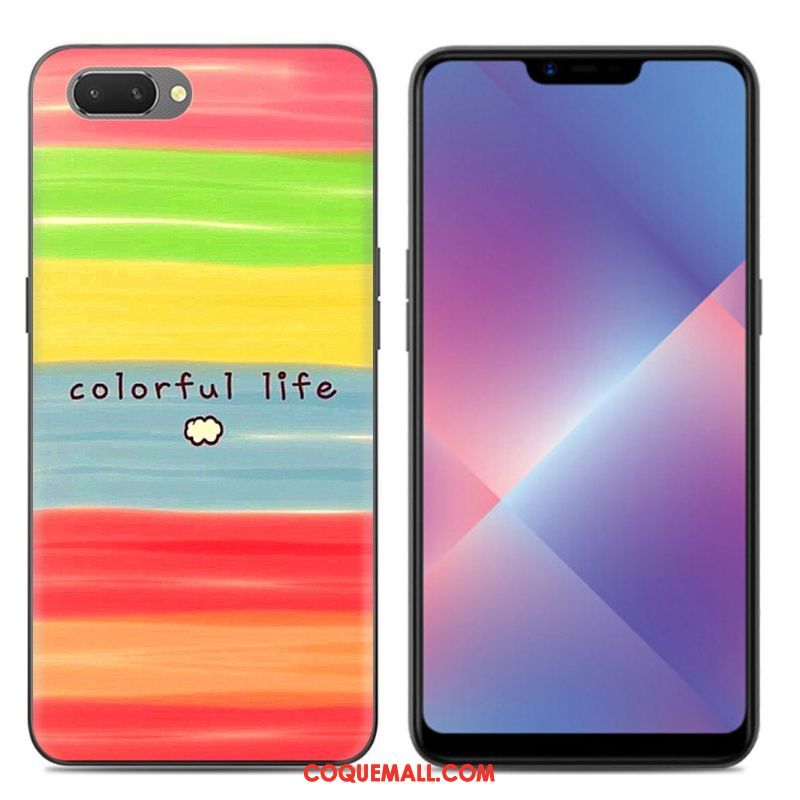 Étui Oppo A3s Silicone Noir Dessin Animé, Coque Oppo A3s Transparent Téléphone Portable