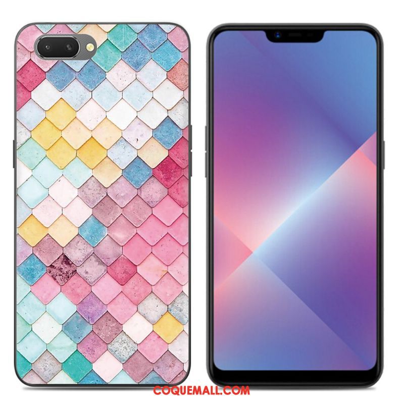 Étui Oppo A3s Silicone Noir Dessin Animé, Coque Oppo A3s Transparent Téléphone Portable