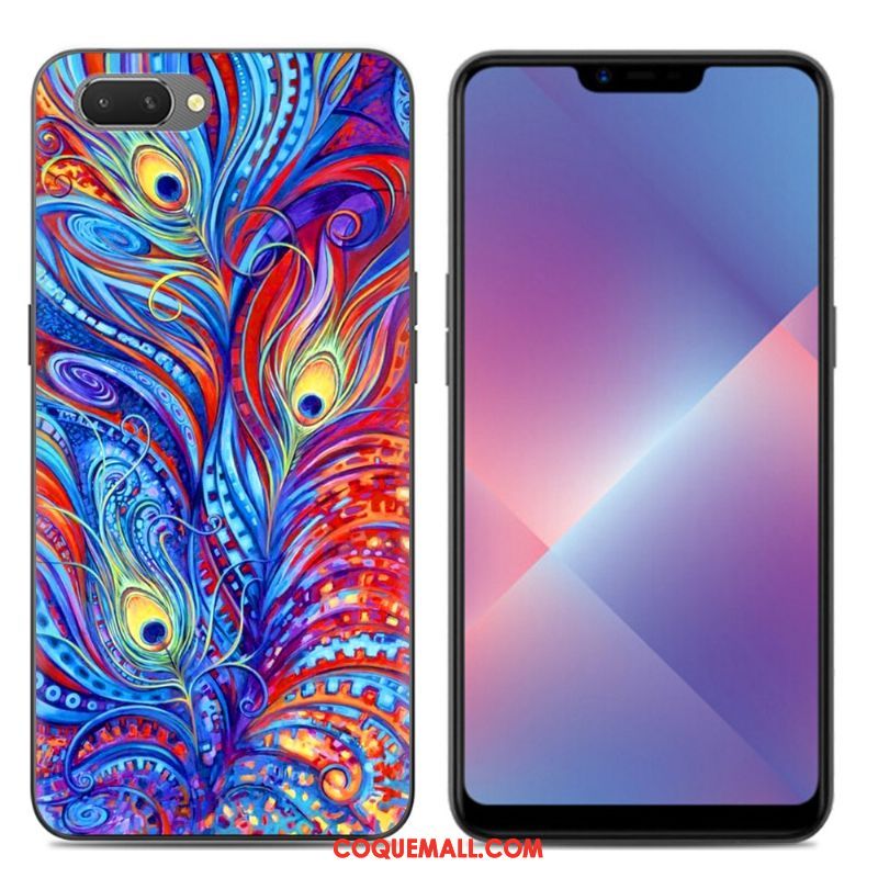 Étui Oppo A3s Silicone Noir Dessin Animé, Coque Oppo A3s Transparent Téléphone Portable