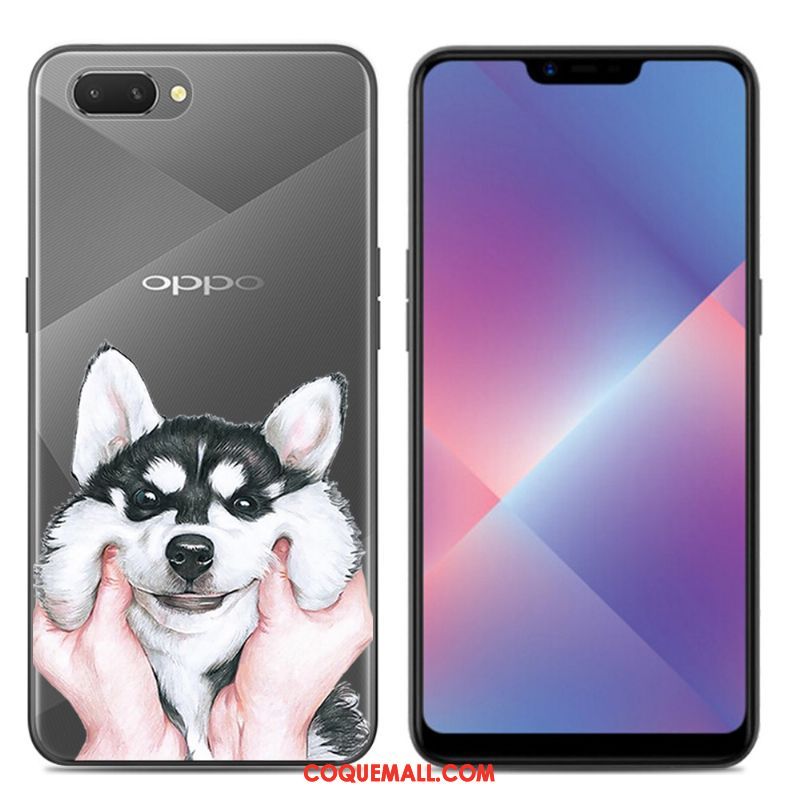 Étui Oppo A3s Silicone Noir Dessin Animé, Coque Oppo A3s Transparent Téléphone Portable