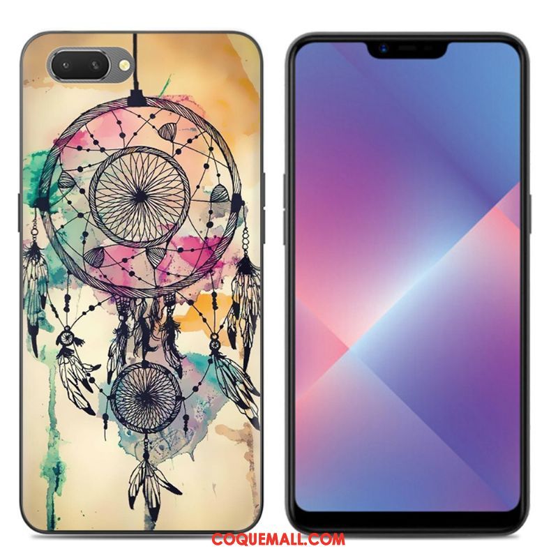 Étui Oppo A3s Silicone Noir Dessin Animé, Coque Oppo A3s Transparent Téléphone Portable