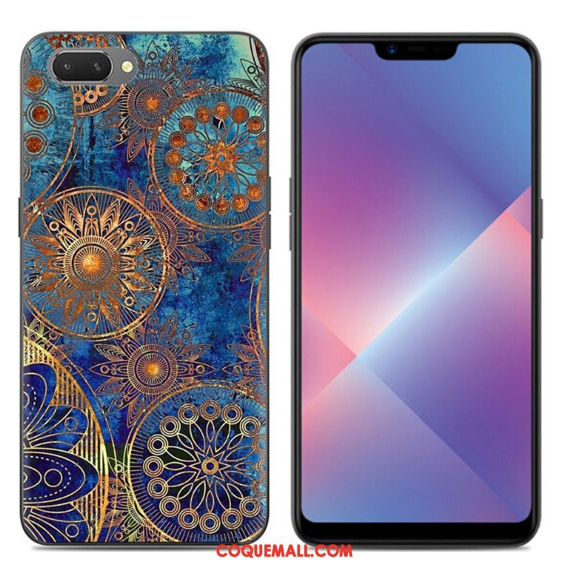 Étui Oppo A3s Silicone Noir Dessin Animé, Coque Oppo A3s Transparent Téléphone Portable