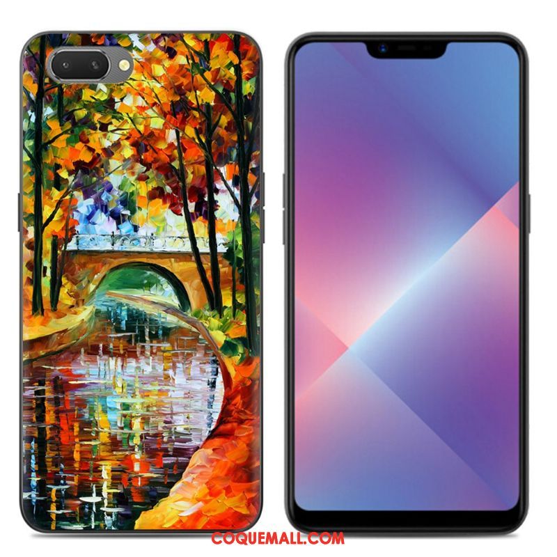 Étui Oppo A3s Silicone Noir Dessin Animé, Coque Oppo A3s Transparent Téléphone Portable