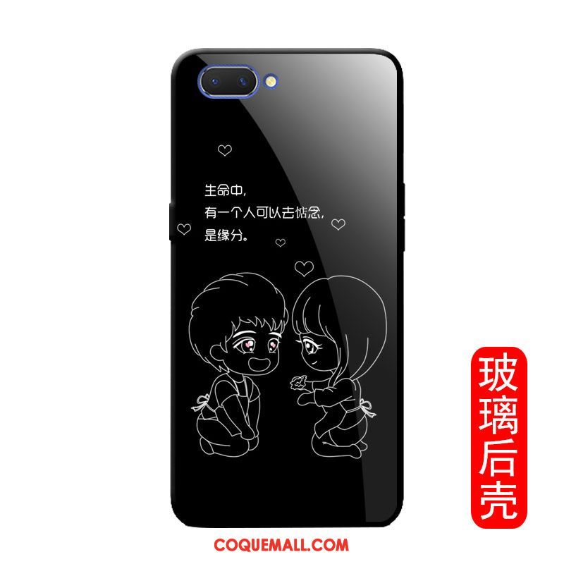 Étui Oppo A3s Tendance Pissenlit Noir, Coque Oppo A3s Verre Silicone