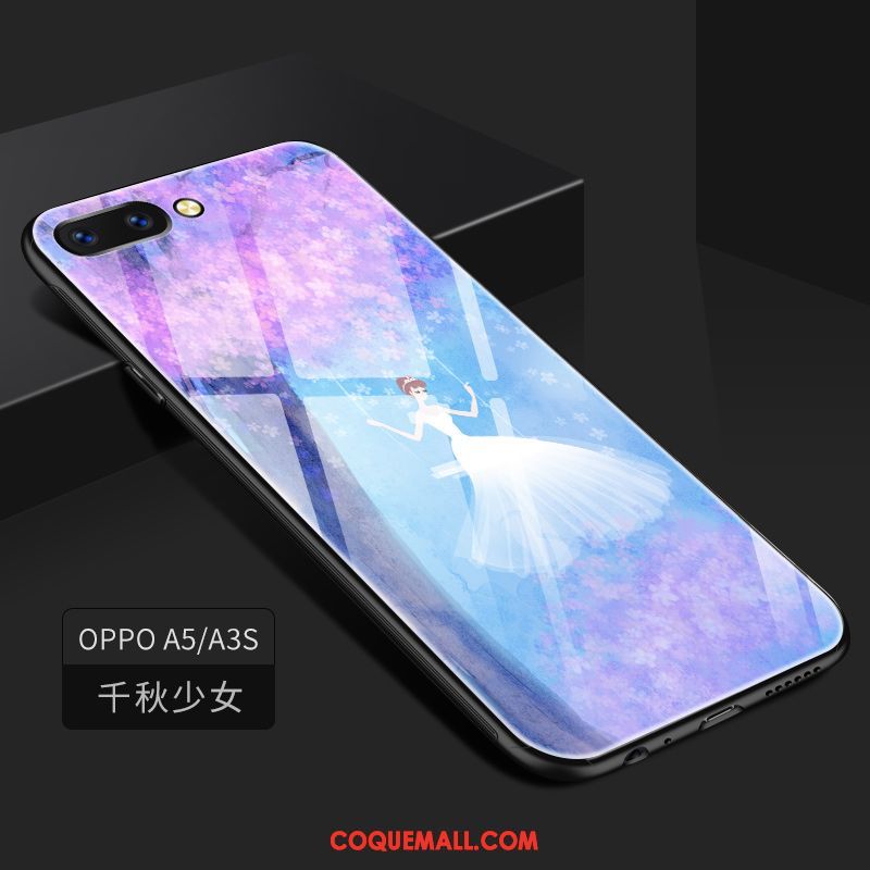 Étui Oppo A3s Téléphone Portable Incassable Peinture, Coque Oppo A3s Verre Tout Compris