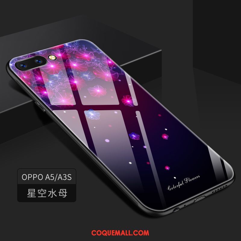 Étui Oppo A3s Téléphone Portable Incassable Peinture, Coque Oppo A3s Verre Tout Compris