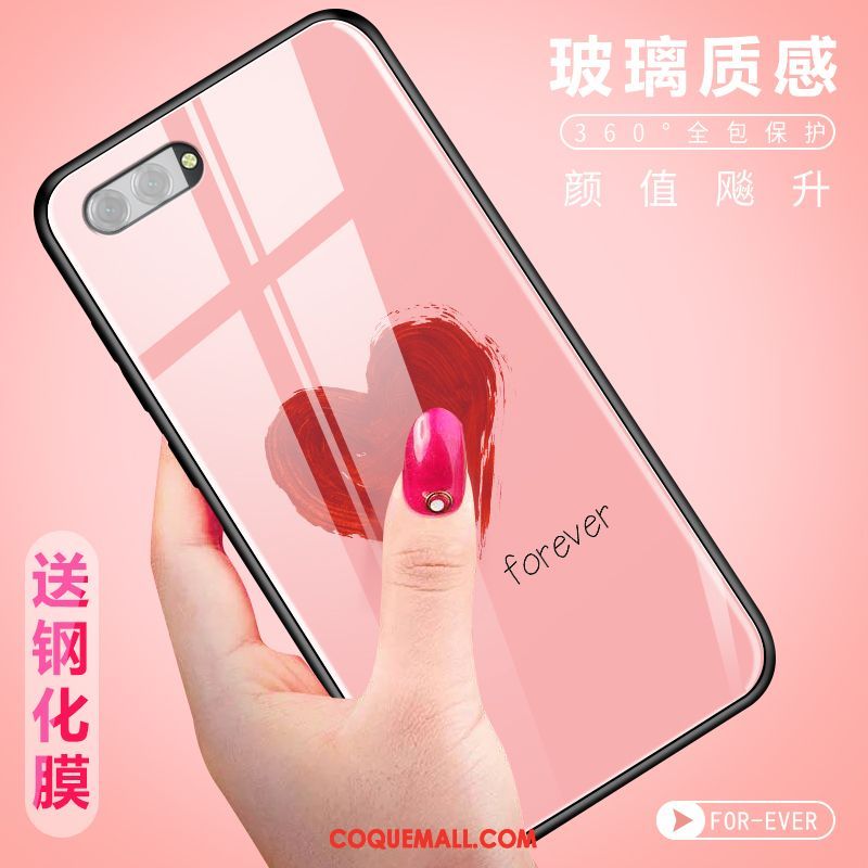 Étui Oppo A3s Verre Dessin Animé Tendance, Coque Oppo A3s Créatif Téléphone Portable