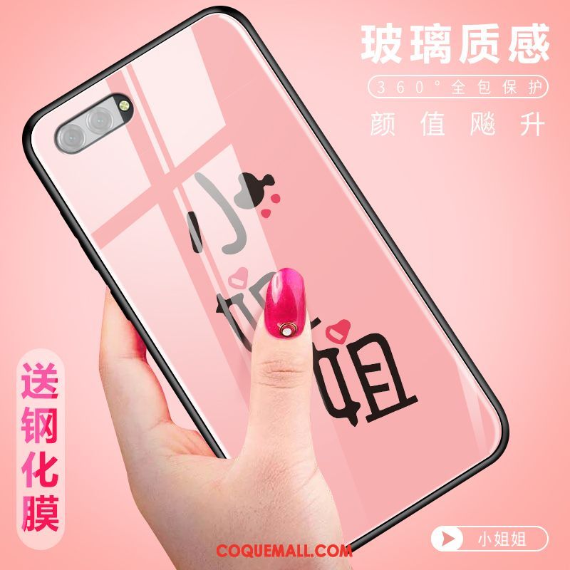 Étui Oppo A3s Verre Dessin Animé Tendance, Coque Oppo A3s Créatif Téléphone Portable