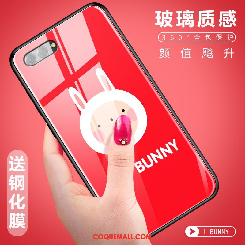 Étui Oppo A3s Verre Dessin Animé Tendance, Coque Oppo A3s Créatif Téléphone Portable