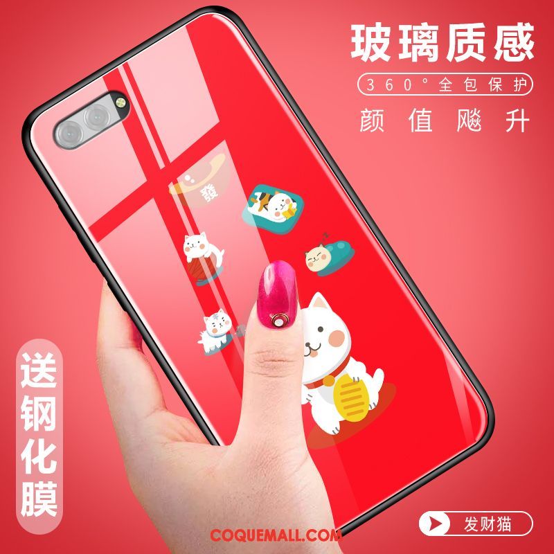 Étui Oppo A3s Verre Dessin Animé Tendance, Coque Oppo A3s Créatif Téléphone Portable