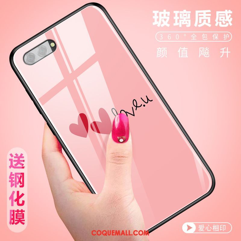 Étui Oppo A3s Verre Dessin Animé Tendance, Coque Oppo A3s Créatif Téléphone Portable