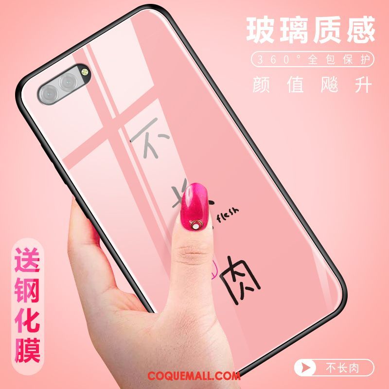 Étui Oppo A3s Verre Dessin Animé Tendance, Coque Oppo A3s Créatif Téléphone Portable