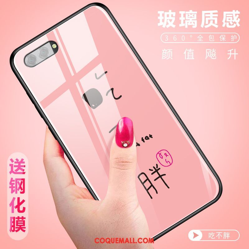 Étui Oppo A3s Verre Dessin Animé Tendance, Coque Oppo A3s Créatif Téléphone Portable